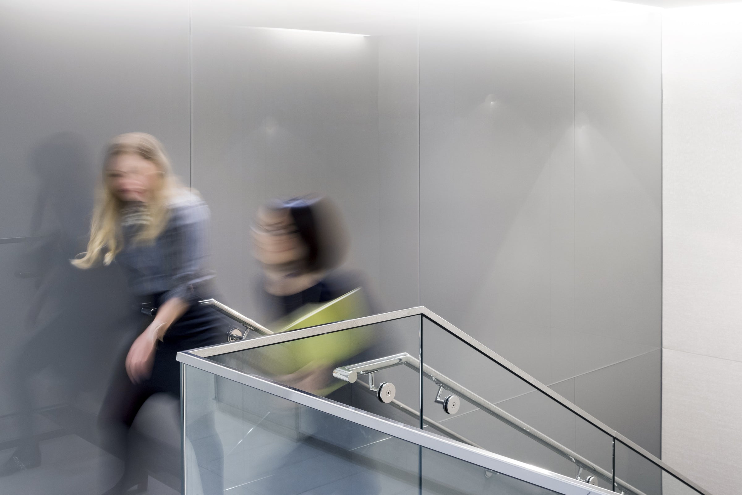 People walking up stairs